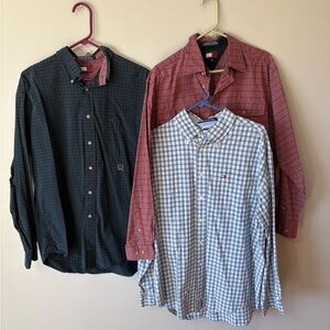 3 Vintage Tommy Hilfiger Plaid Button Downs L and M